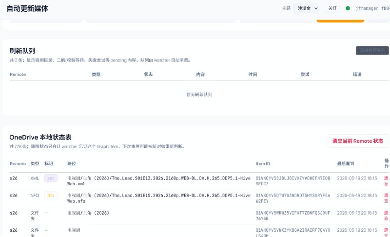 管理系统修改，（基于Micorosoft graph）采取点对点感知识别媒体信息，带来以下变化：①入库时间更快2-10min ②api占用率更低 ③全自动感知（入库/更新/删除）事件